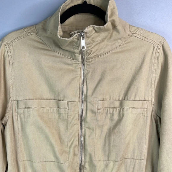 OLD NAVY Classic Field Jacket Shore Enough Tan Utility Zip Drawstring Waist M - Picture 3 of 12